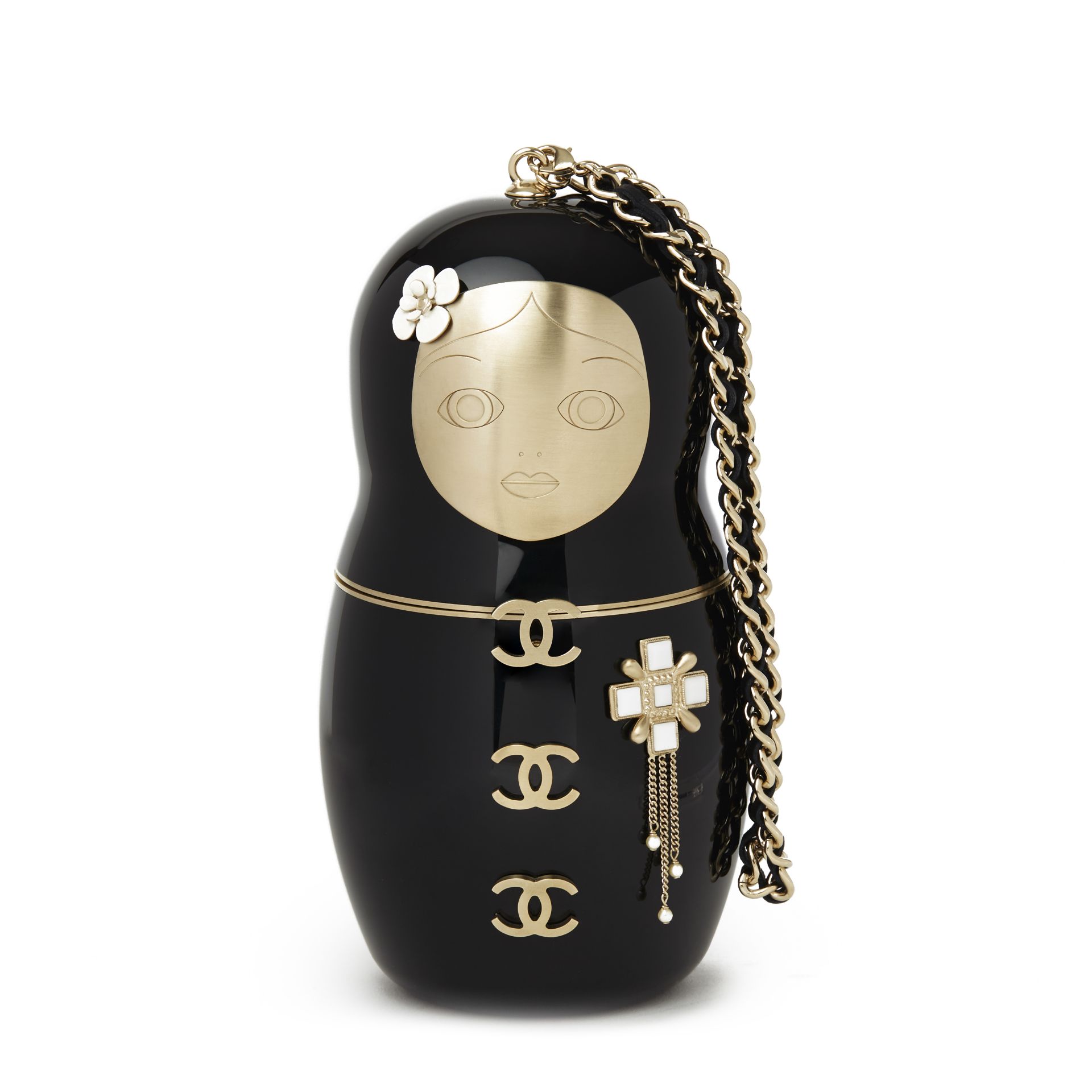 Chanel Black Plexiglass Matryoshka Doll Minaudiere