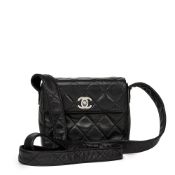 Black Quilted Lambskin Vintage Mini Flap Bag