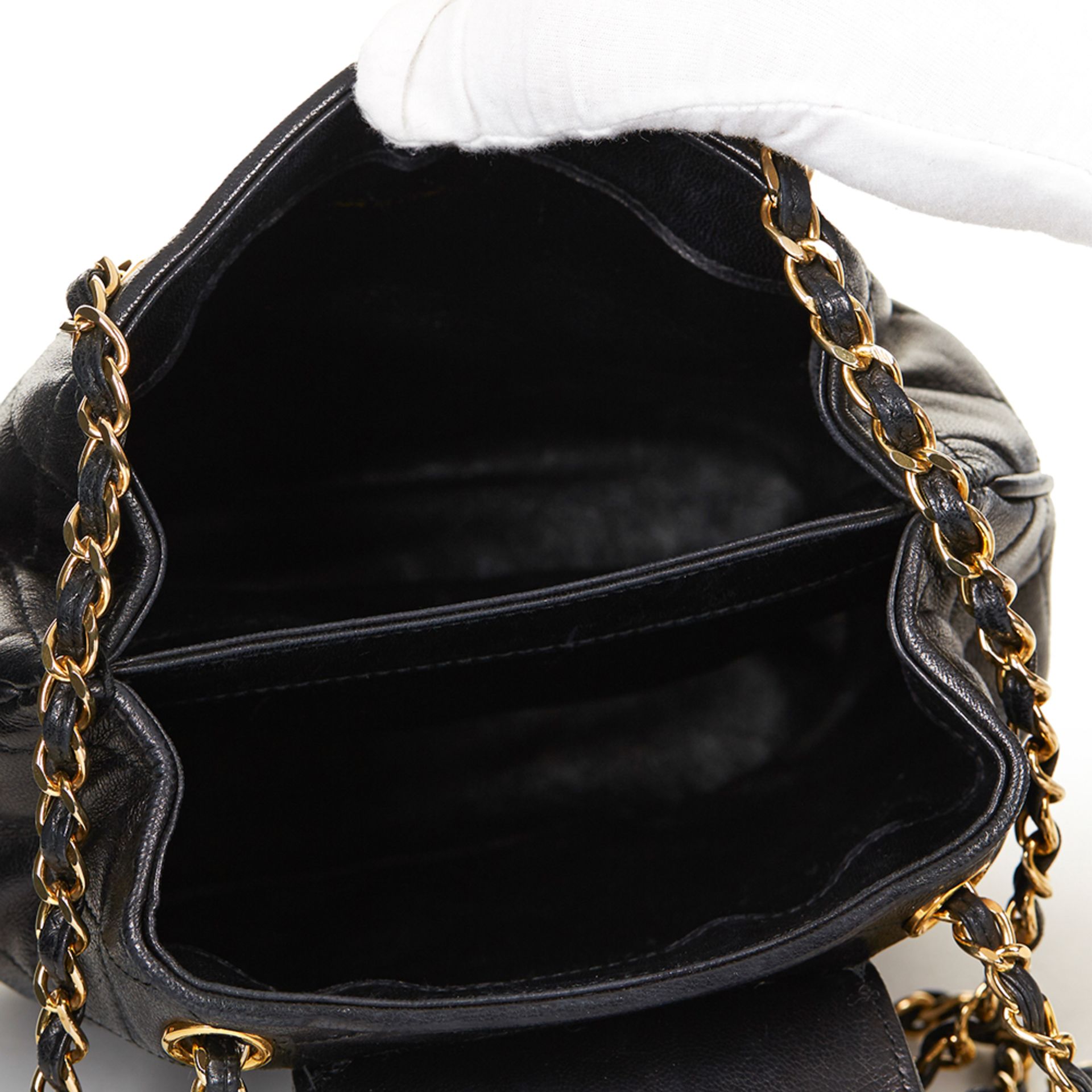 Black Quilted Lambskin Vintage Timeless Fringe Shoulder Bag - Image 5 of 10