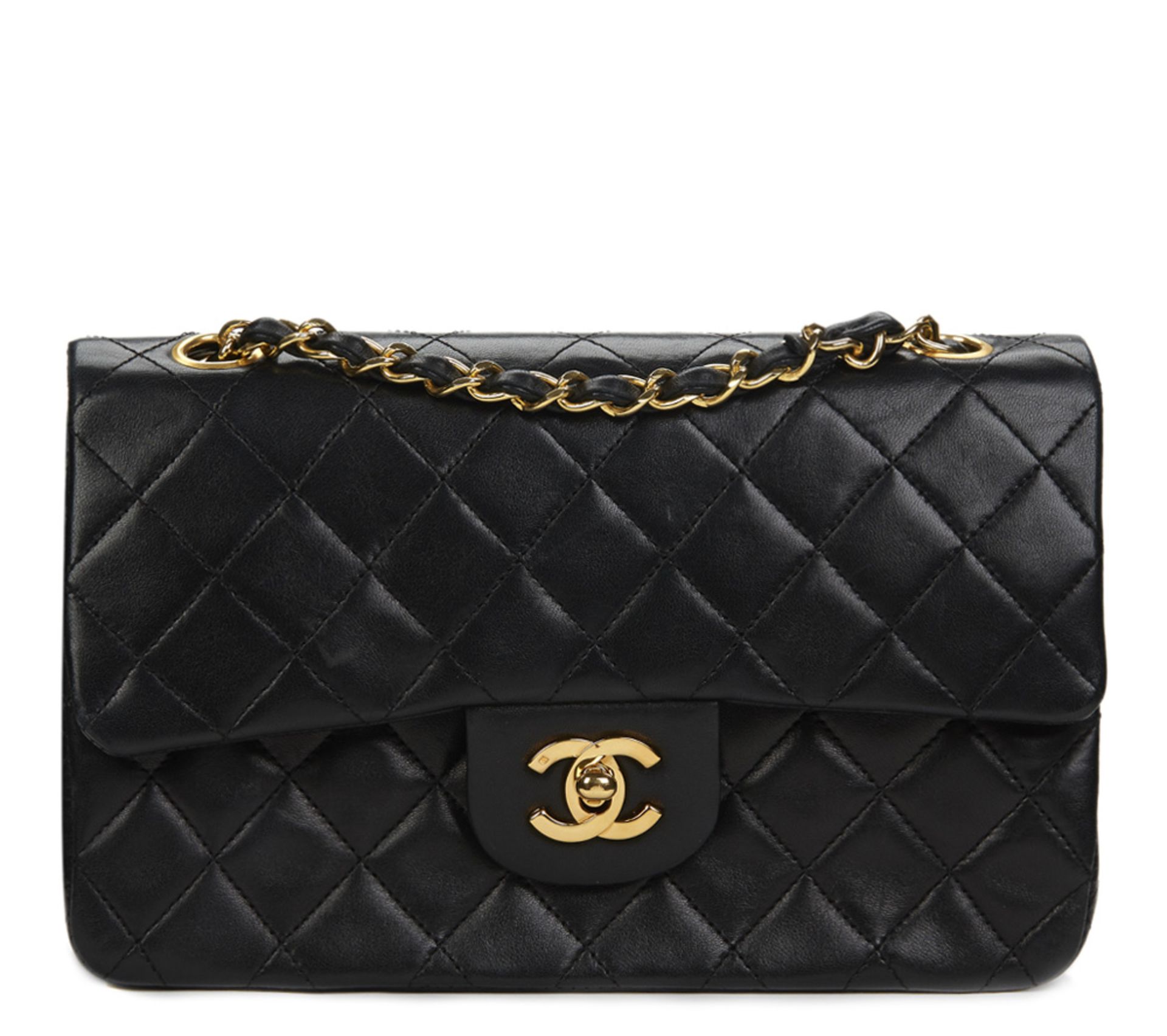 Black Quilted Lambskin Vintage Small Classic Double Flap Bag