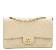 Ivory Quilted Lambskin Vintage Medium Classic Double Flap Bag