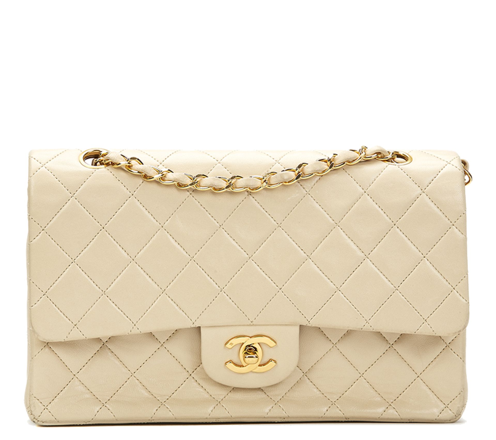 Ivory Quilted Lambskin Vintage Medium Classic Double Flap Bag