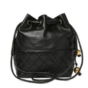 Black Quilted Lambskin Vintage Timeless Bucket Bag