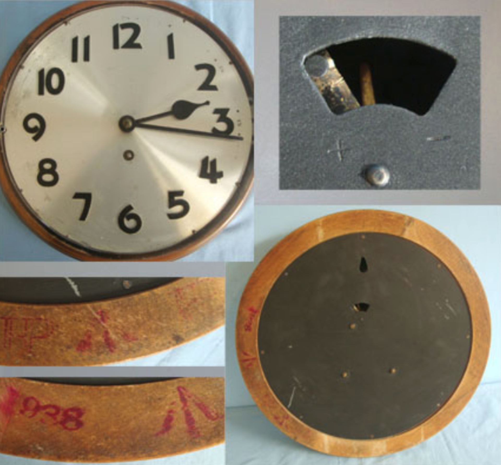 WW2 DAM BUSTERS CONNECTIONS British 1938 Dated RAF WD Control Room Clock With Key. - Image 3 of 3