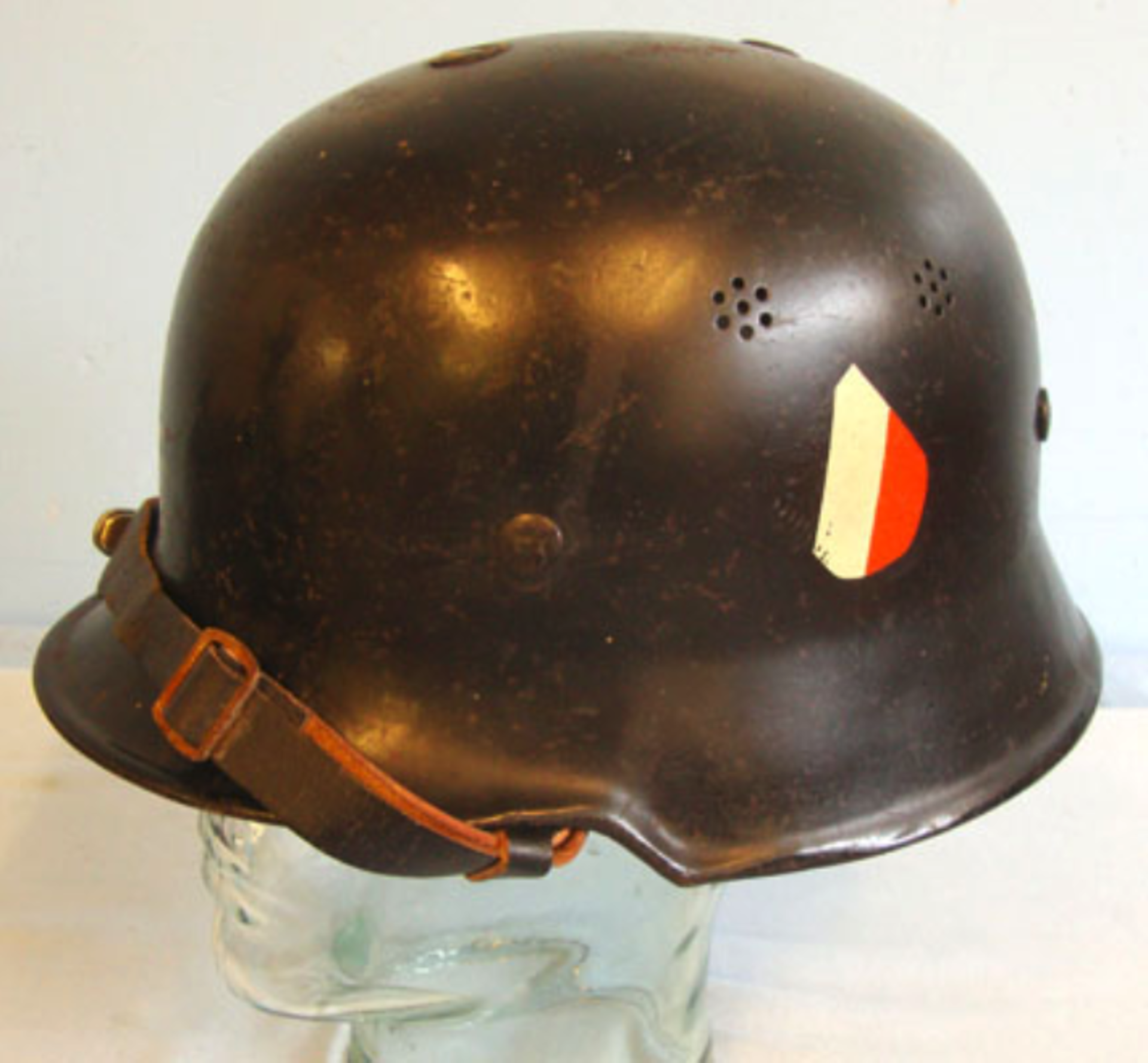 RARE, ORIGINAL, "Herman Goering Regiment" Early Nazi German Double Canted Decal Police Combat Helmet - Image 3 of 3