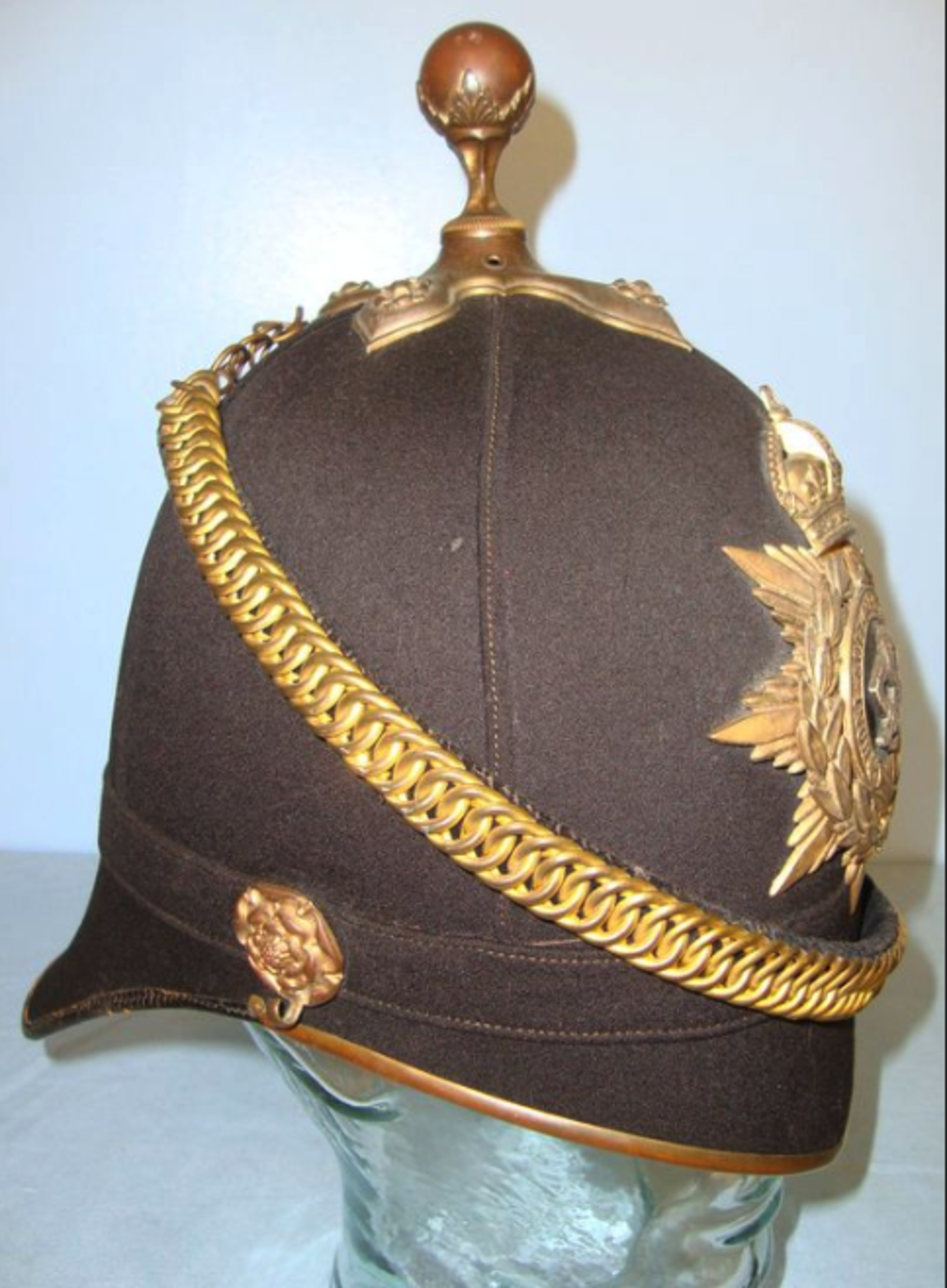Post 1902 Home Service Pattern, Army Service Corps (ASC) Officer's Blue Cloth Helmet - Bild 3 aus 3