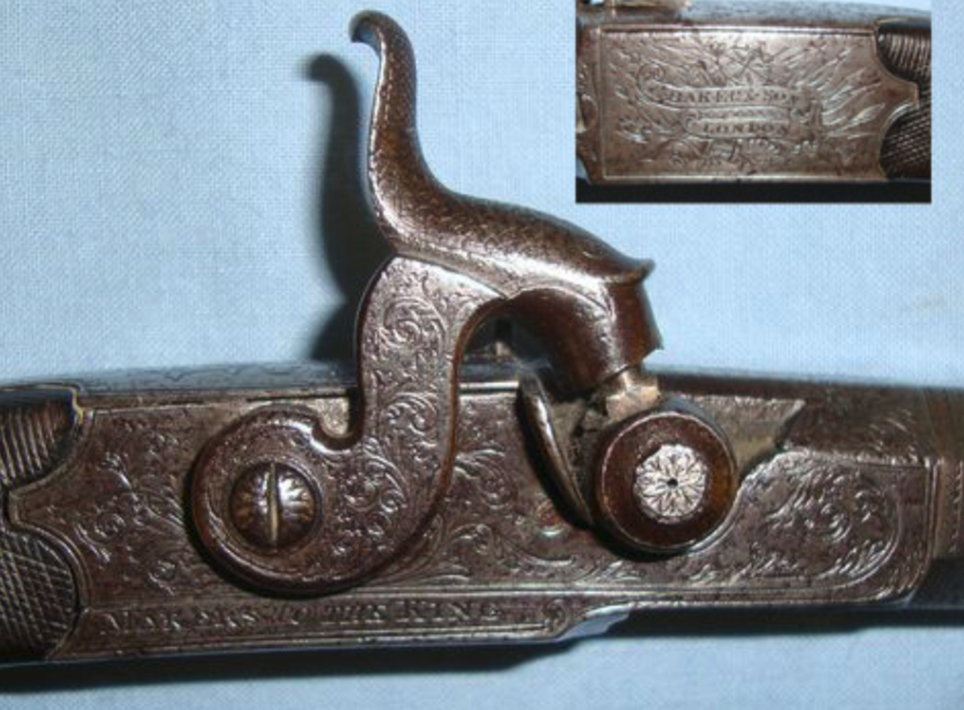 1823-1854 .50” Bore Percussion Traveling Pistol By Ezekiel Baker & Son London Gun Makers To The King - Image 3 of 3