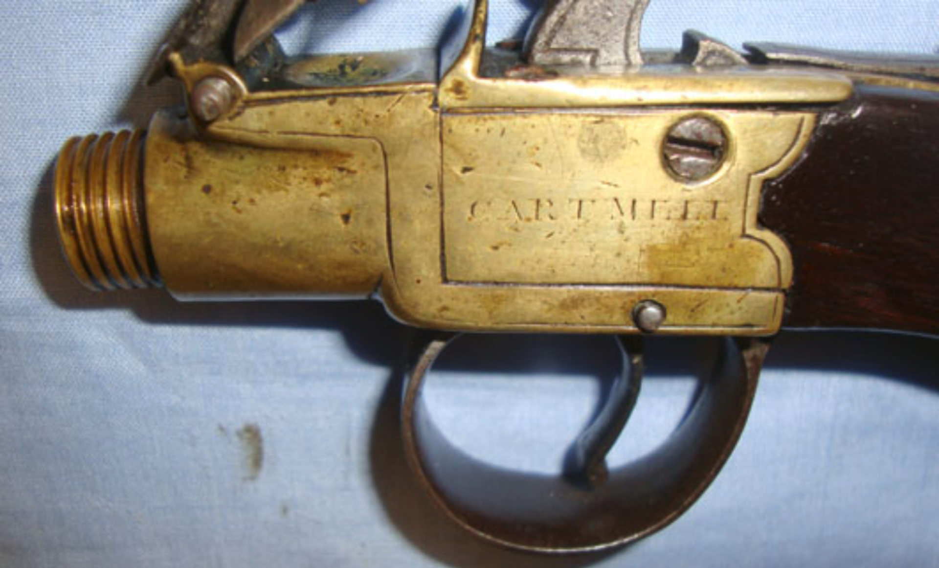 1817-1827 English, Brass Framed Flintlock Pocket Pistol With Screw Off Barrel - Bild 3 aus 3
