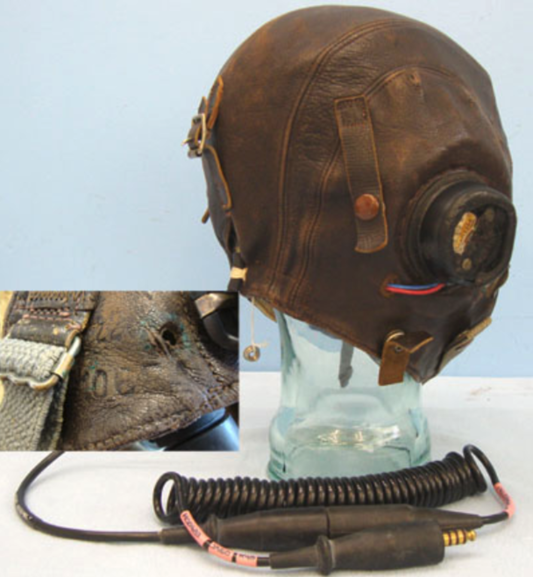 WW2 Royal Air Force Type 'C' Leather Flying Helmet Size 7 Re Wired For Use In A Vulcan Bomber - Bild 3 aus 3