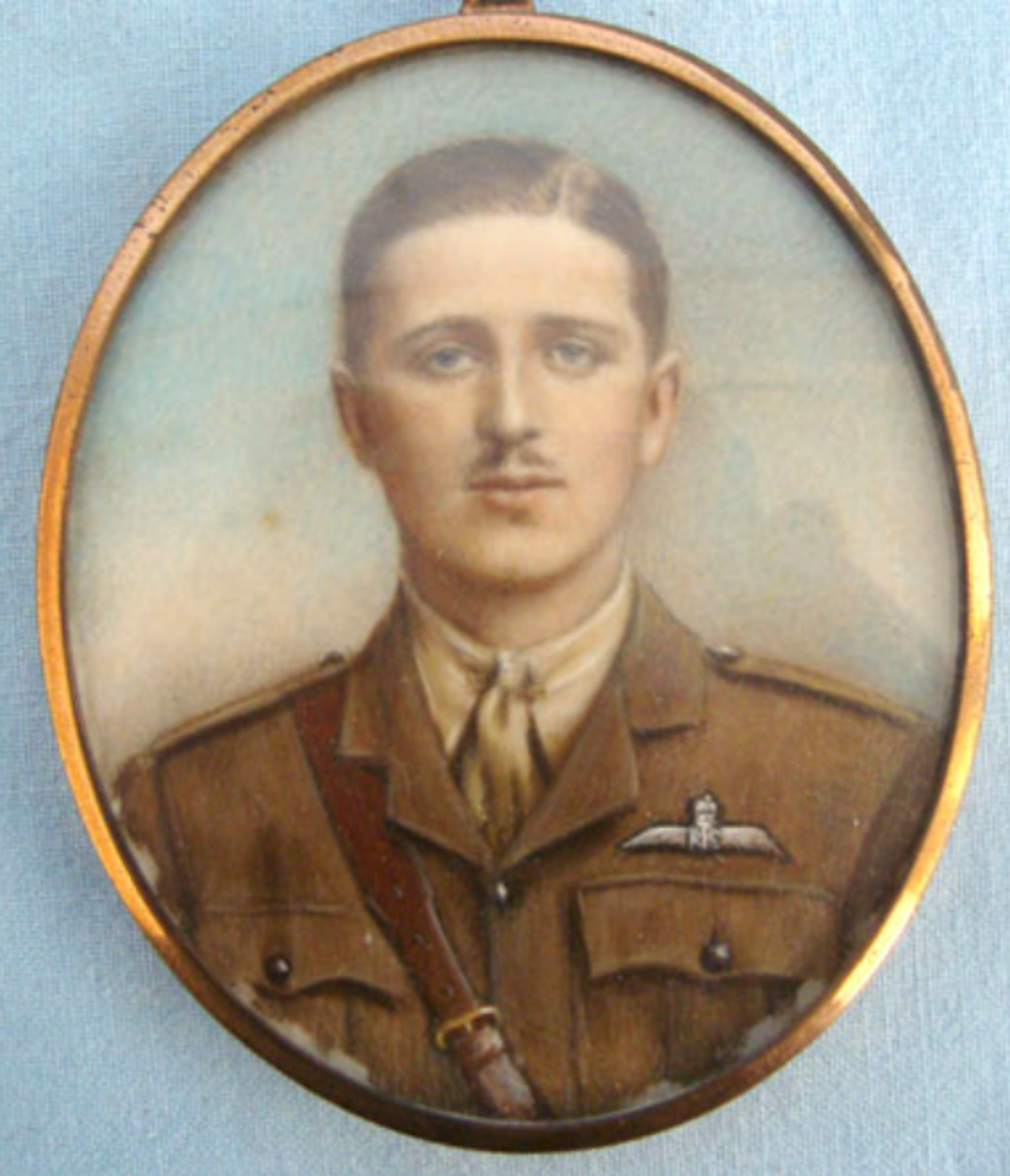 An Original WW1 Era Watercolour Painted Portrait Miniature Of A British RFC Pilot Officer In No.2