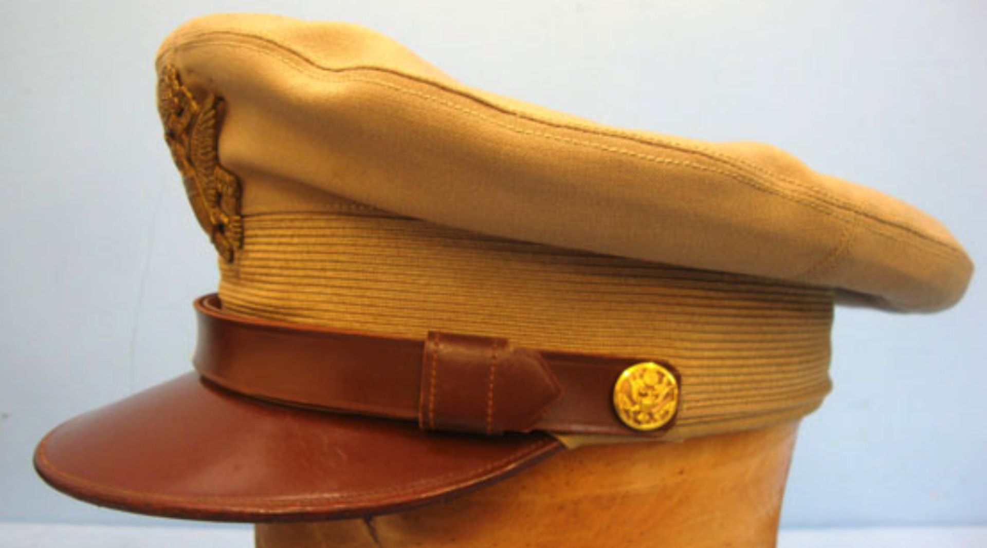 WW2 1943 USAAF Officer's Tropical Peaked Cap, Size 7 1/4" - Image 3 of 3