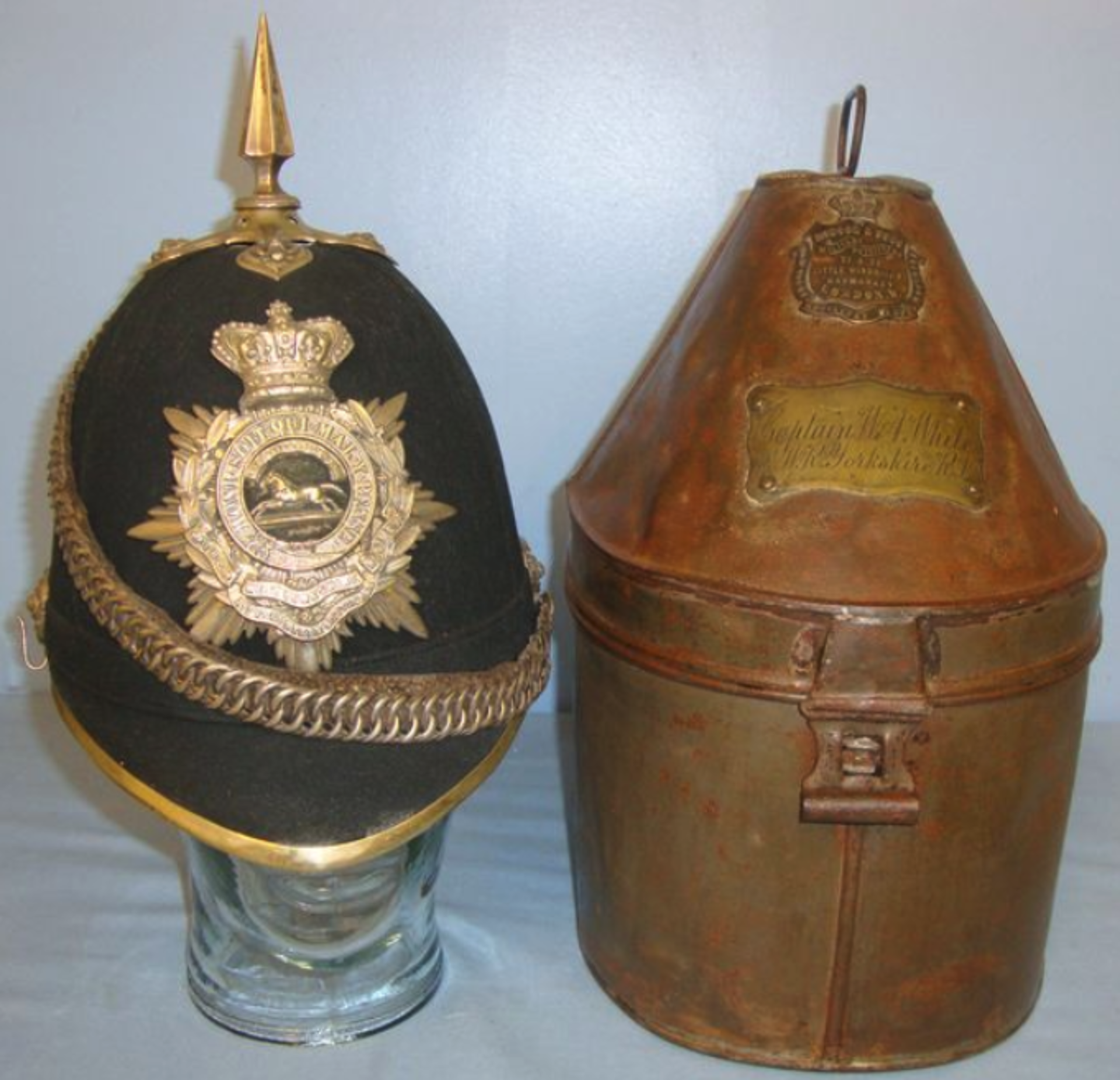 Pre 1902, Victorian Home Service Pattern, British Officers Blue Cloth Helmet - Image 3 of 3