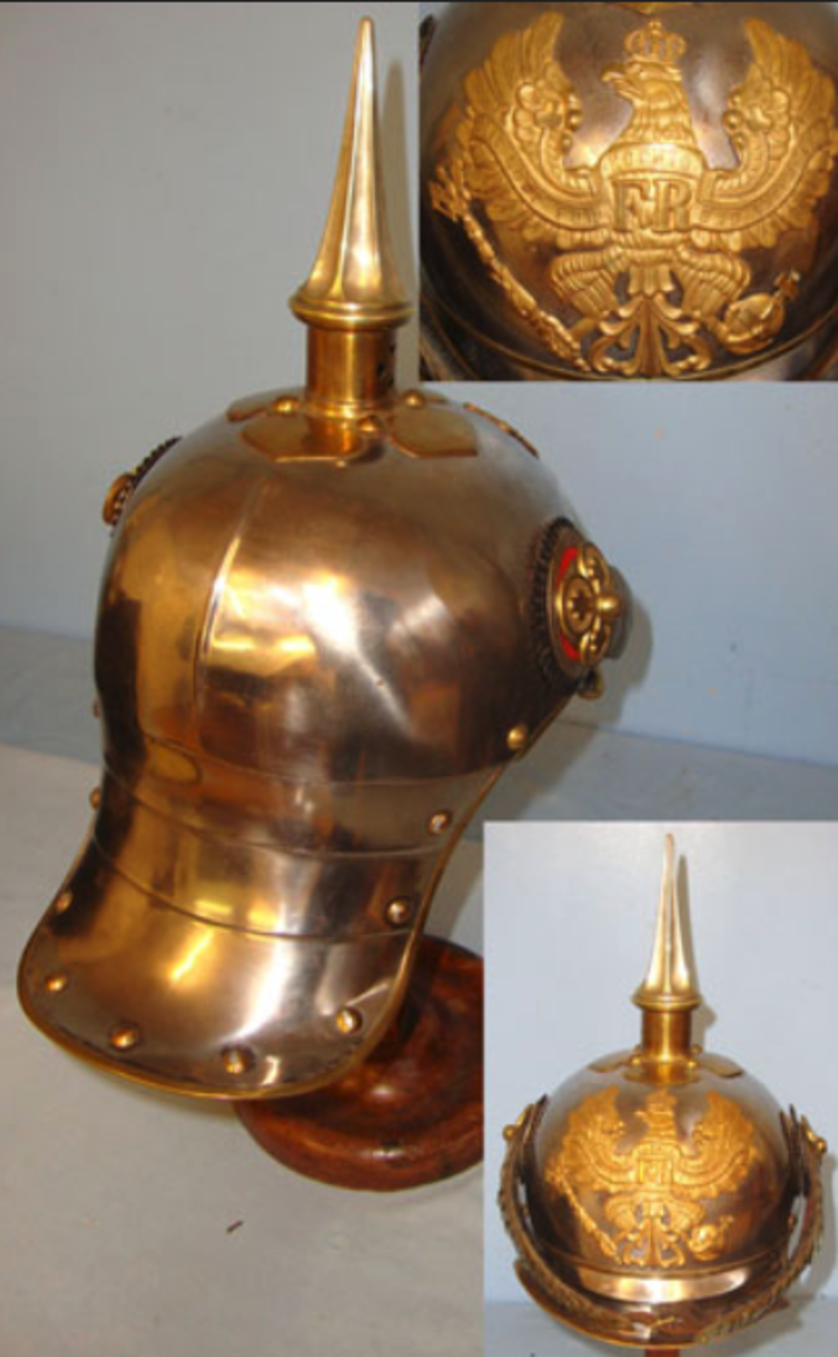 RARE, Original, WW1 Era, Prussian Cuirassiers Cavalry Officer's Steel & Brass Helmet - Image 2 of 3