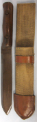 Theatre' Made WW2 Far East Combat/Fighting Knife With Webbing Scabbard & Leather Chape