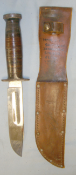 WW2 Royal Navy Issue U.S. Kinfolk's Fighting / Utility Knife With Leather Scabbard