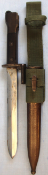 A British Trials Pattern FN FAL X2E1 Bayonet, X1E1 Scabbard Made In Belgium and Mills Equip. Co.