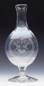 Antique Glass Marriage Carafe Engraved With Love Birds 19Th C.