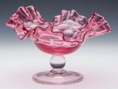 Antique/Vintage Cranberry Glass Pedestal Dish 19/20Th C.