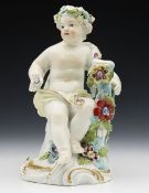 Antique Derby Girl With Flowers Candlestick N0.3 18Th C.