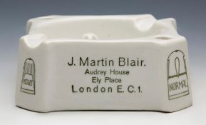 J M Blair Porcelain Connectors Advertising Ashtray 20Th C.