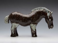 Vintage French Art Pottery Horse With Volcanic Glazes 20Th C.