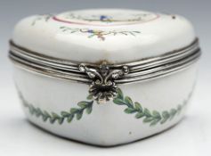 Antique French Faience Sceaux Painted Fisherman Lidded Box 18Th C.