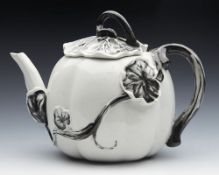 Antique Worcester Porcelain Melon Lidded Teapot C.1880