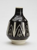 Studio Pottery Black & White Design Vase Signed Jar 20Th C.