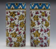 Antique Pair French Majolica Choisy Spill Vases C.1880
