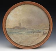 Antique Watcombe Painted Plate St Brelades Bay Jersey C.1885