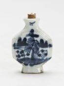 Antique Chinese Blue & White Landscape Snuff Bottle 18/19 C