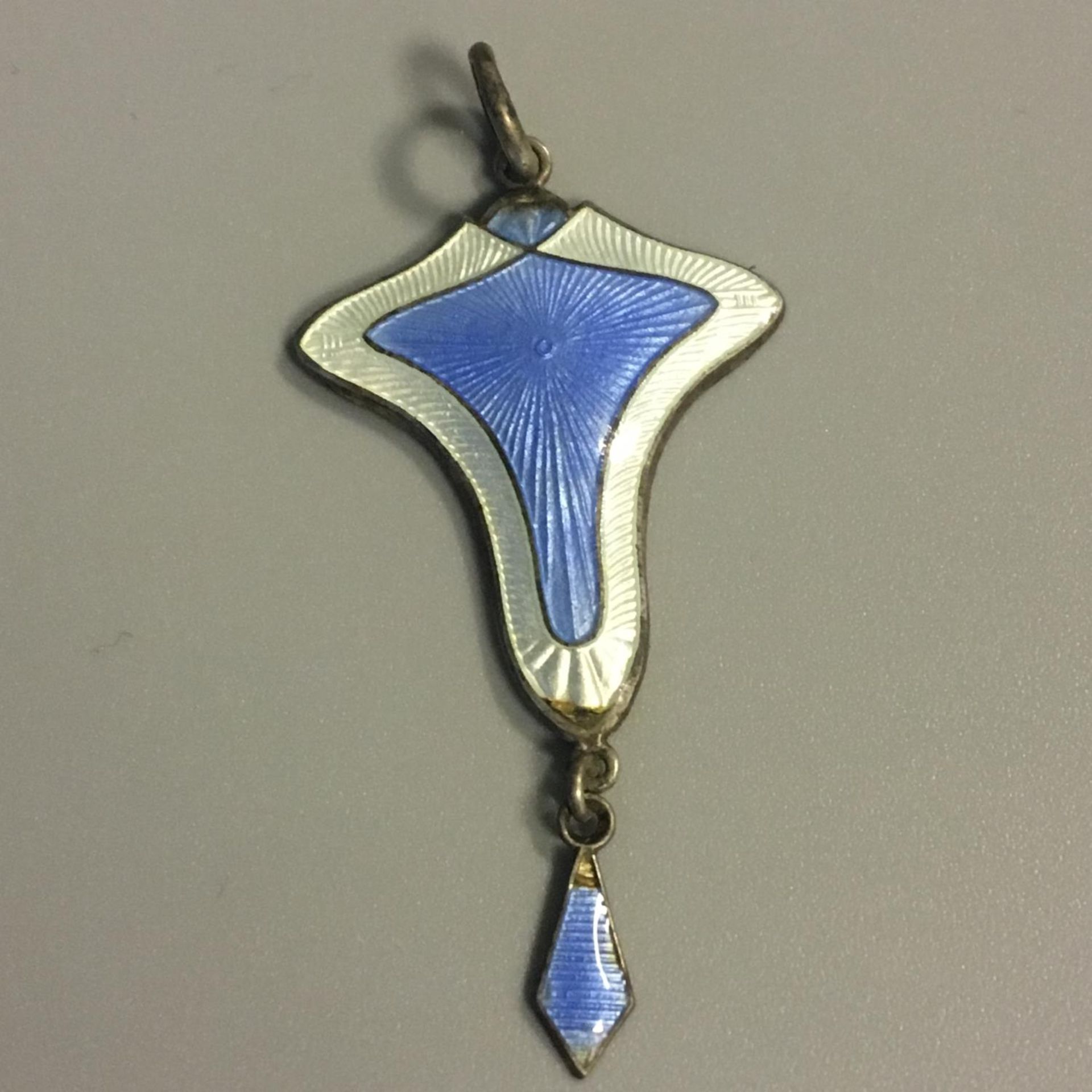 An Art Nouveau Sterling Silver and Guilloche Enamel Pendant by J Aitkin and Son