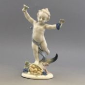 Fine German porcelain figurine - Metzler & Ortloff Spring cherub on Cornucopia
