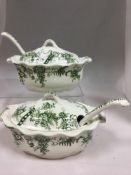 Pair of 19th Century Staffordshire Dinnerware Small Serving Tureens with Lids