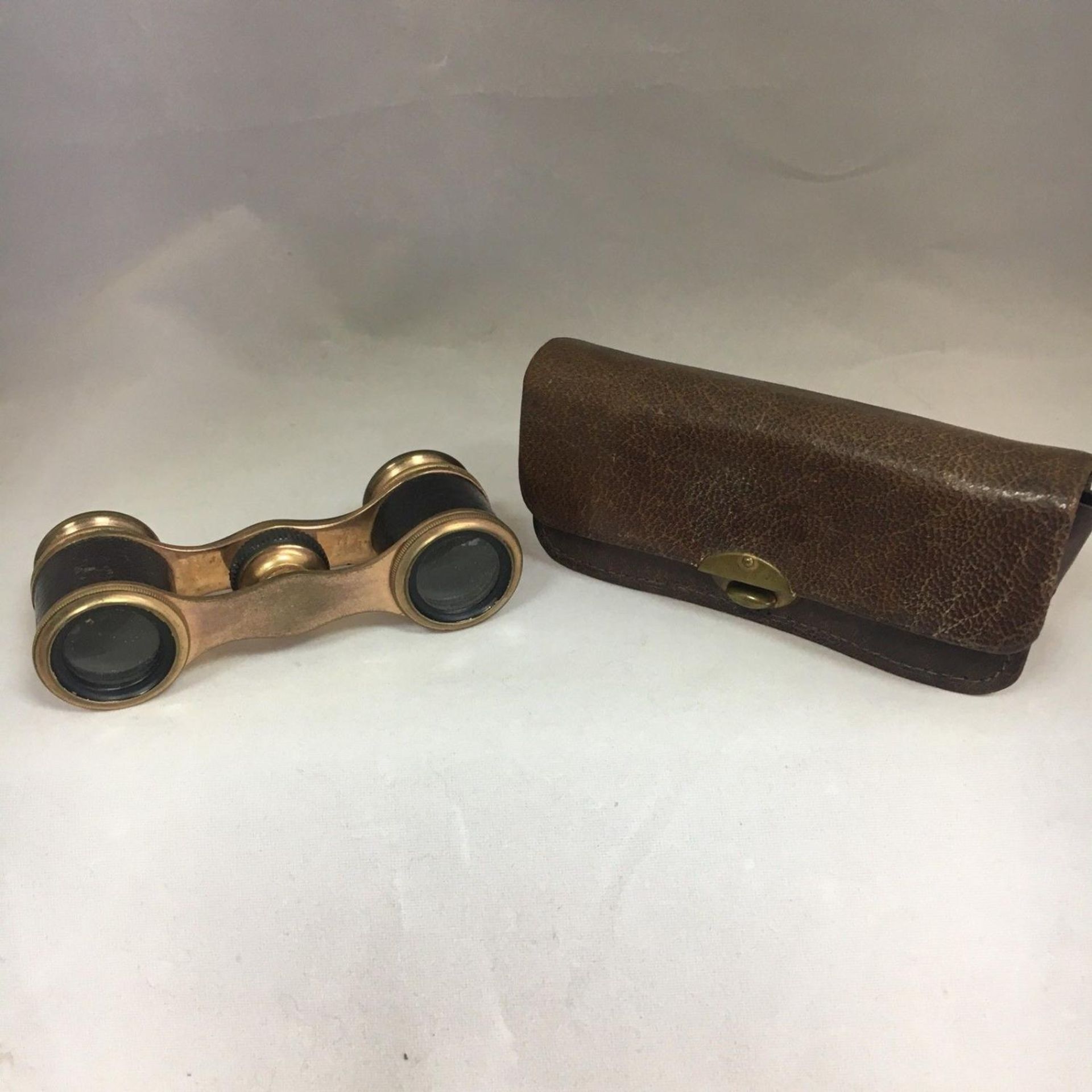 Vintage Brass and Leather Cased Opera / Horse Racing Glasses