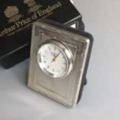 A silver clock by Arthur Price, together with original box - hallmarked London