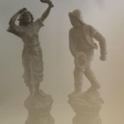 Pair of Bronzed Spelter Figures Male & Female "Help & The Rescuer"