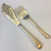 Art Nouveau Silver Plate Serving Cutlery - Roberts & Belk Sheffield c1880