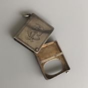 An antique hallmarked silver stamp case/holder fob