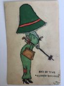 Pre World War I Watercolour Painting 1911 Signed S.B "One of the Hidden Beauties" Quirky