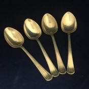 Vintage 1950s set of four solid HM sterling silver teaspoons, Birmingham 1959