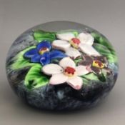 Art Glass Floral Paperweight
