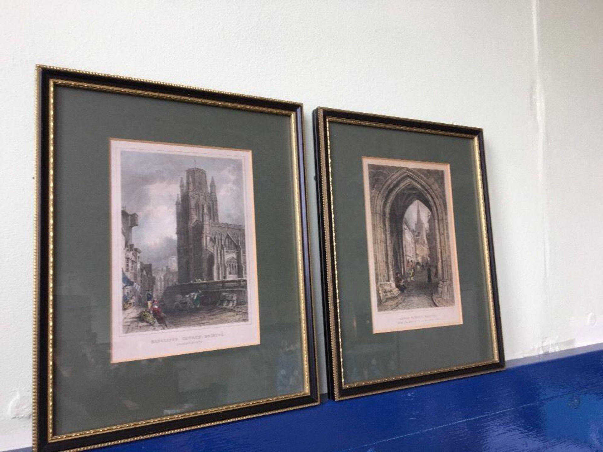 Pair of antique hand coloured engravings, gallery framed & glazed BRISTOL SCENES