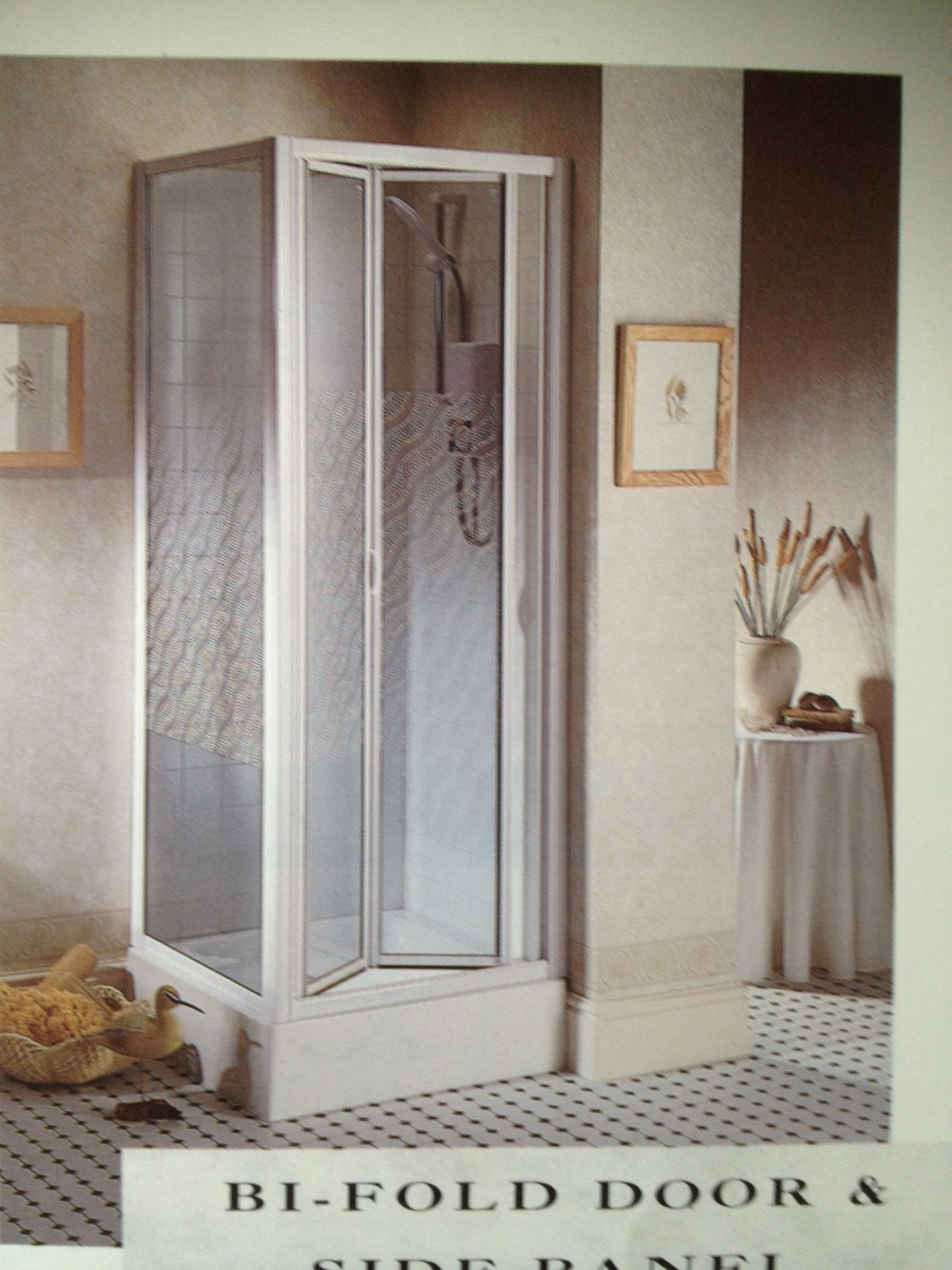 Corum Bifold Shower Door & Side Panel Modesty Pattern Silver 750Mm
