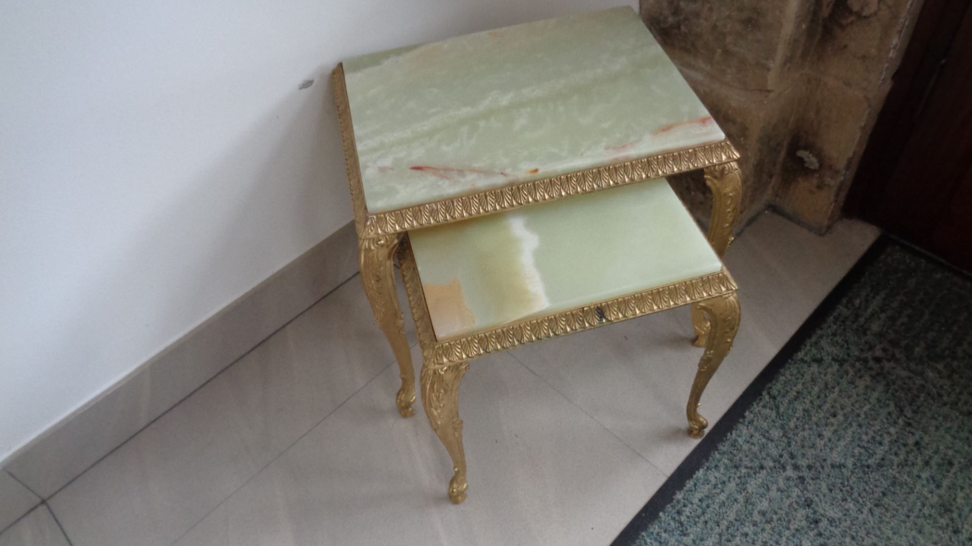 Green Marble Nest Of 2 Tables Width 43Cms X Length 43Cms X Height 30Cms