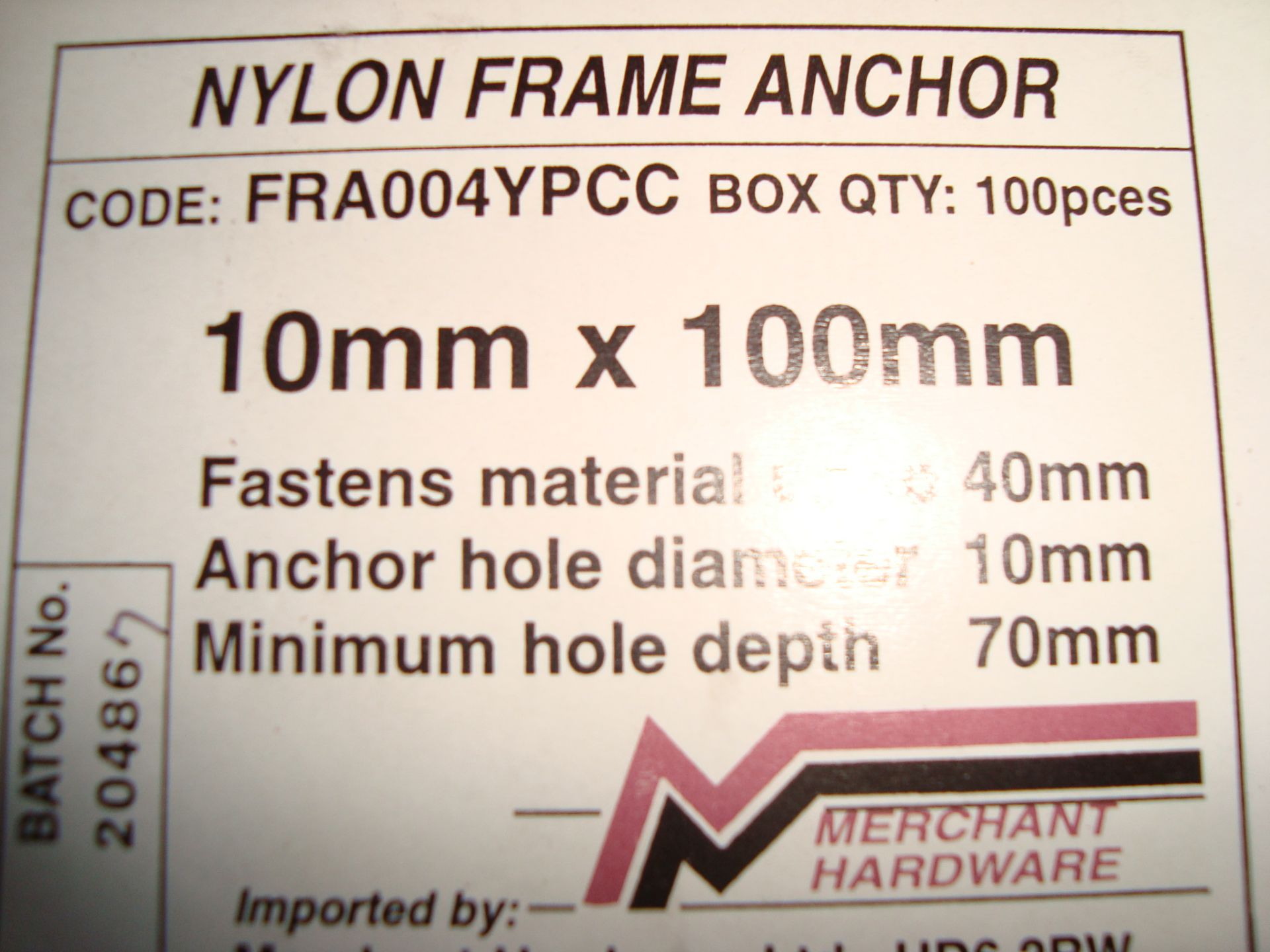 100 Frame Fixings 10Mm X 100Mm - Image 2 of 2