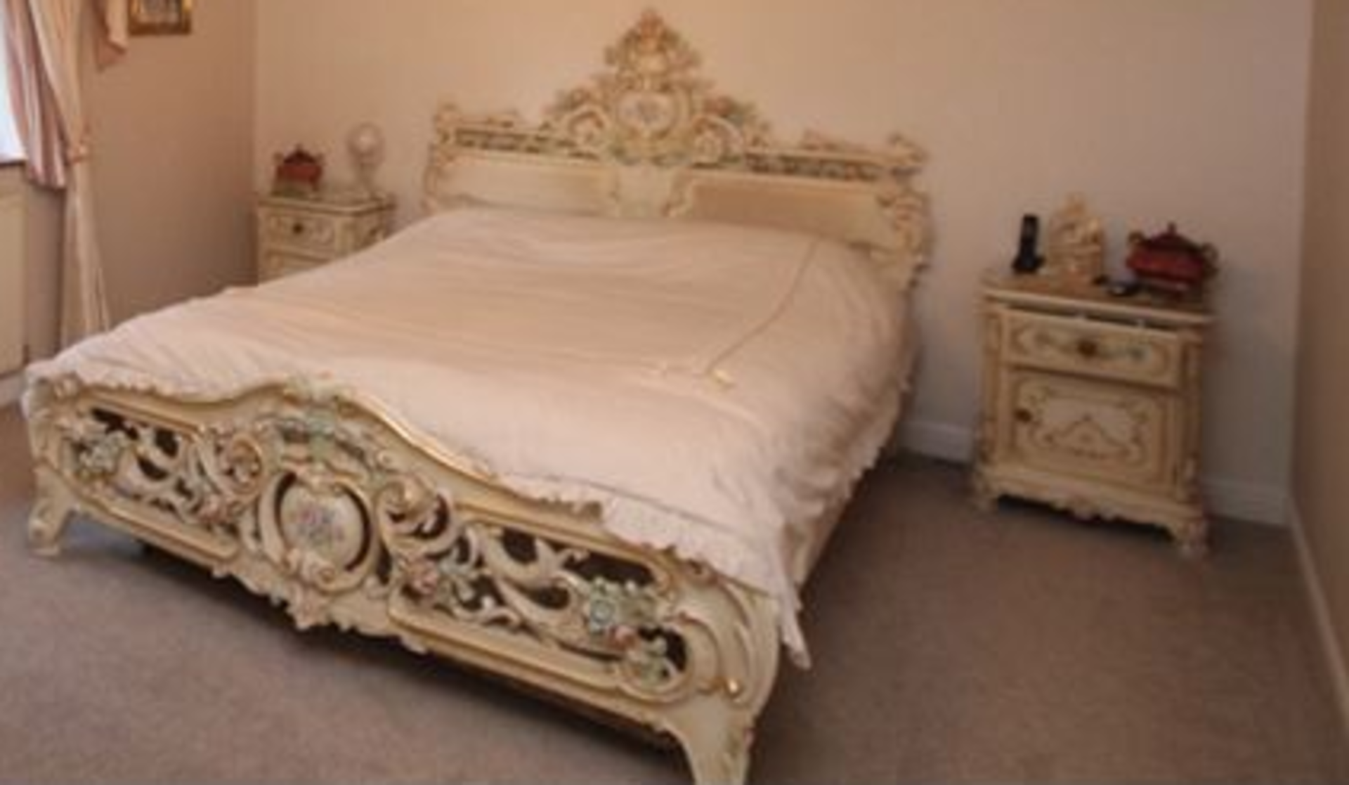 Italian Bed Head And Frame Hand Painted (Used Not New) Rec Retail £10,000