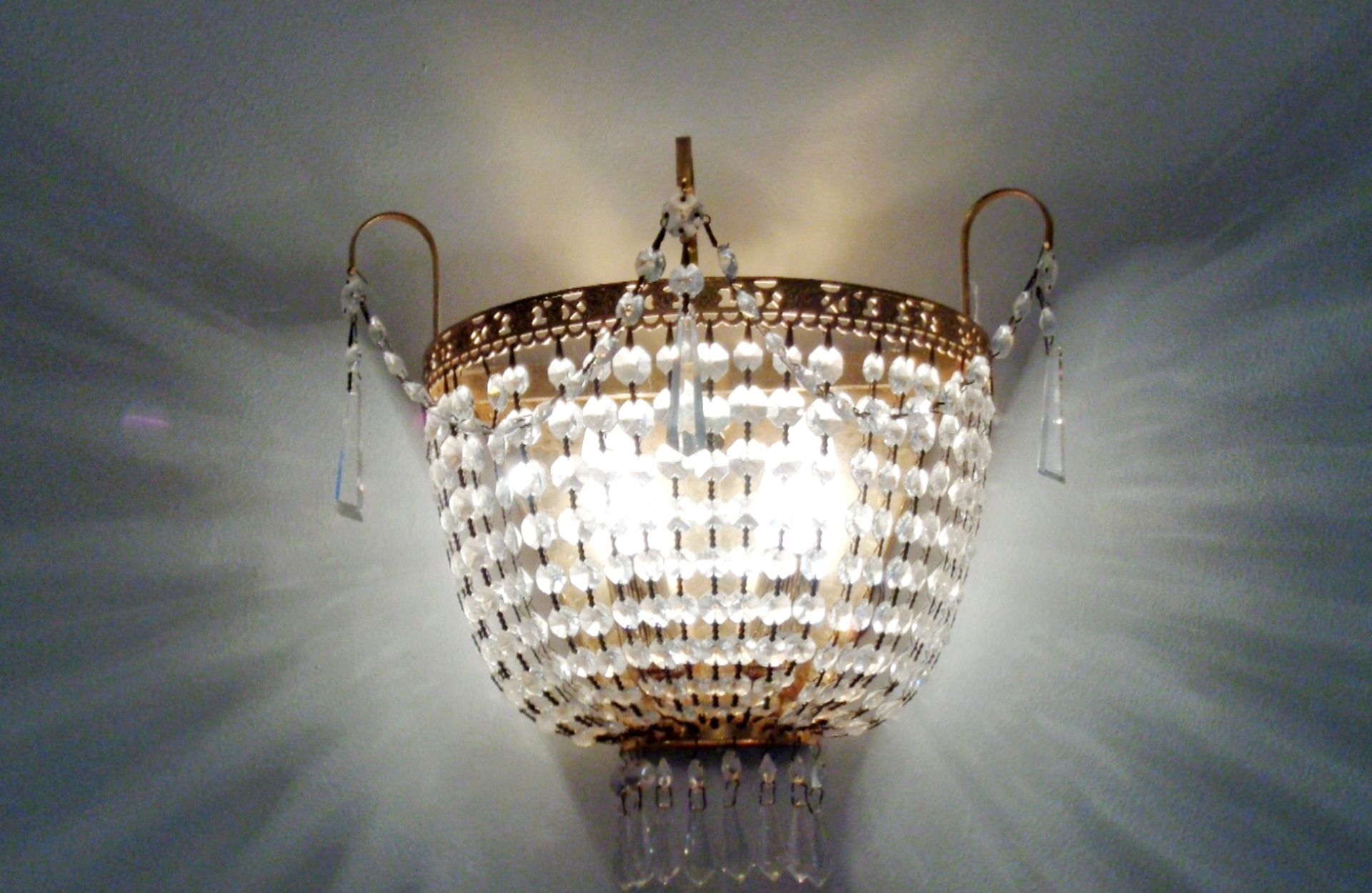 3 X Swarovski Crystals 31Cms High X 31Cms Wide Wall Light To Match Lots 421 And 422