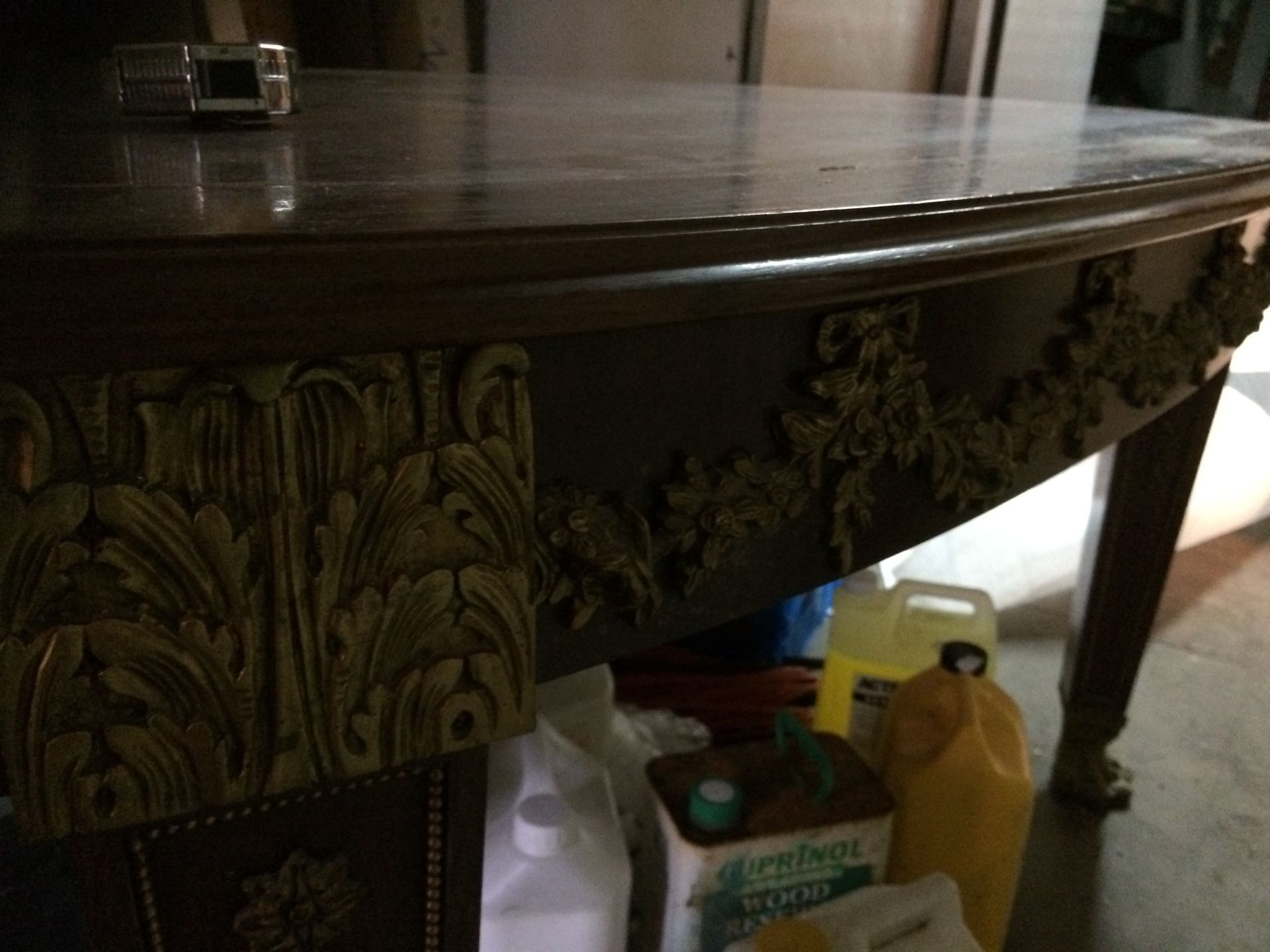 Solid Mahogany Antique Dinning Table With Brass Lions Feet And Brass Swags - Image 5 of 5