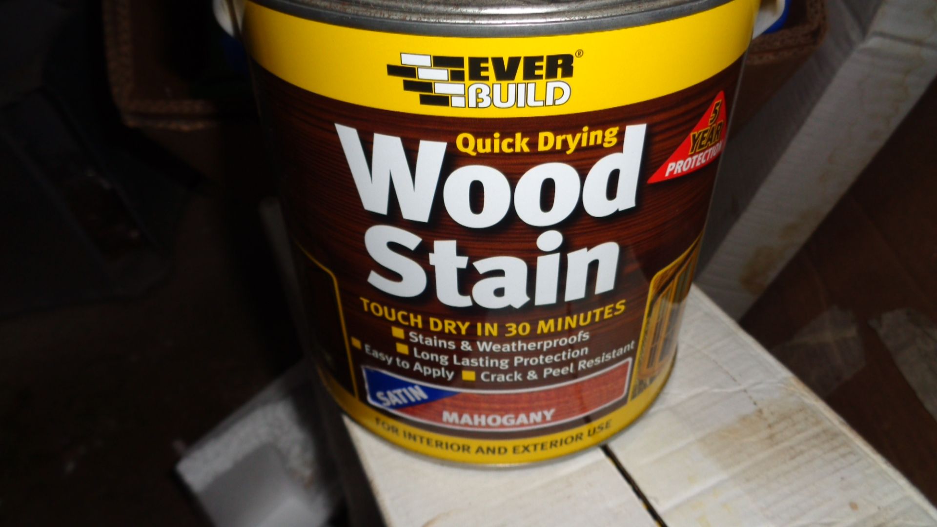 5 X Everbuild Wood Stain Mahogany 2.5 Litre Rec Retail £21 Each